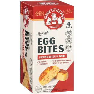Three Little Pigs Sou Vide Egg Bites Uncured Bacon & Swiss Box
