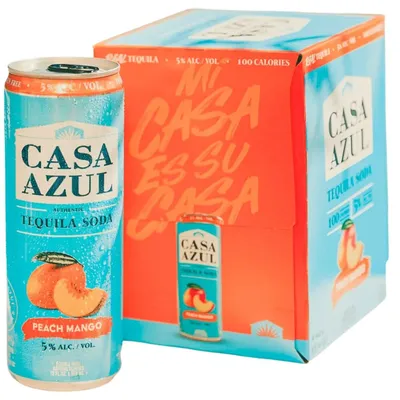 Casa Azul Peach Mango Tequila Soda 4 Pack 12 oz Cans