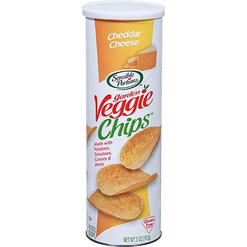 Sensible Portions Garden Veggie Chips Potato Crisps Cheddar Cheese Canister view 1