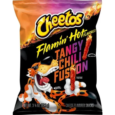 Cheetos Cheese Flavored Snacks, Flamin' Hot Flavored, Tangy Chili Fusion 3.25 Oz