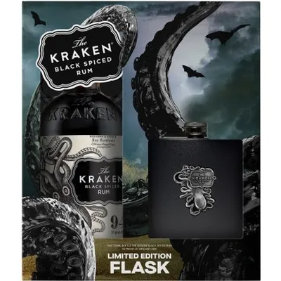 Kraken Black Spiced Rum 750ml Gift Set with Flask