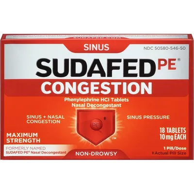Sudafed Pe Sinus Congestion 18ct Box