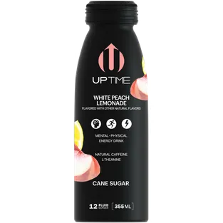 Uptime Cane Sugar White Peach Lemonade Premium Energy Drink