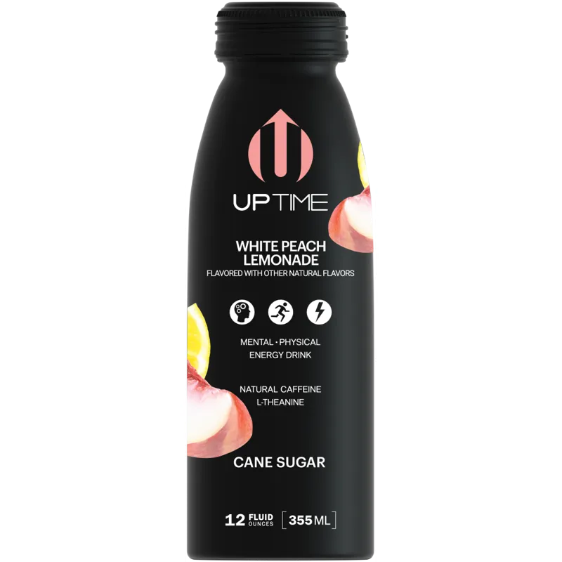 Uptime Cane Sugar White Peach Lemonade Premium Energy Drink view 1