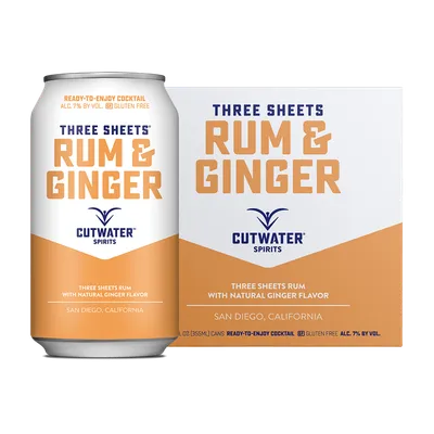 Cutwater Spirits Three Sheets Rum and Ginger Cocktail 4 Pack 355mL Cans
