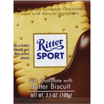 Ritter Sport Milk Chocolate Bar With Butter Biscuit 3.5oz Count