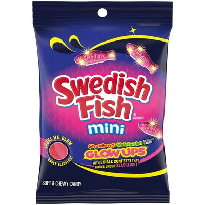 Swedish Fish Mini Glow-Ups Strawberry Watermelon 6.7 oz bag