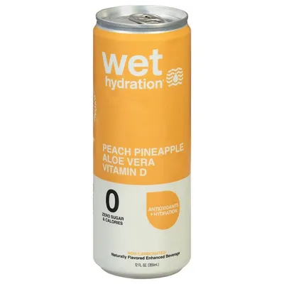 Wet Hydration Peach Pineapple Aloe Vera Vitamin D 12 oz Can