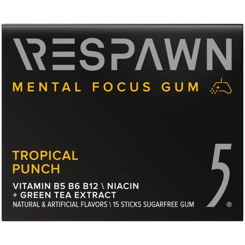 Wrigley's 5 Respawn Mental Focus Gum Tropical Punch Flavor view 1