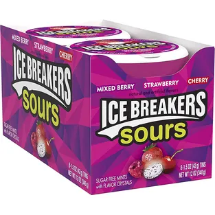 Icebreakers Sours Sugar Free Candy Mixed Berry, Strawberry, Cherry