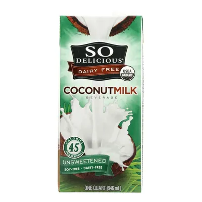 So Delicious Organic Unsweetened Coconut Milk 32 oz Carton