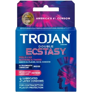 Trojan Double Ecstasy Latex Lubricated Condoms Box