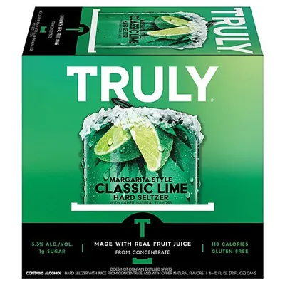 Truly Classic Lime Margarita Hard Seltzer 6 Pack 12 oz Cans