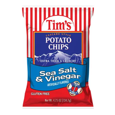 Tim's Cascade Style Potato Chips Sea Salt & Vinegar 4.75 oz Bag