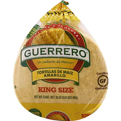 Guerrero Yellow Corn King Size Tortillas 35 oz Bag