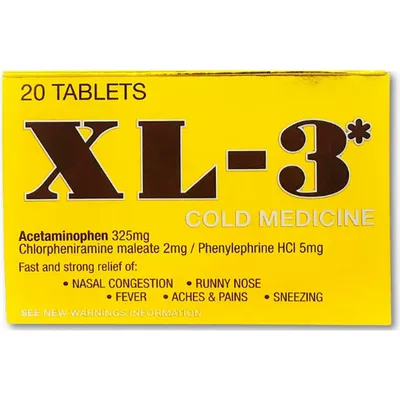 XL-3 Cold Medicine 20 Tablets