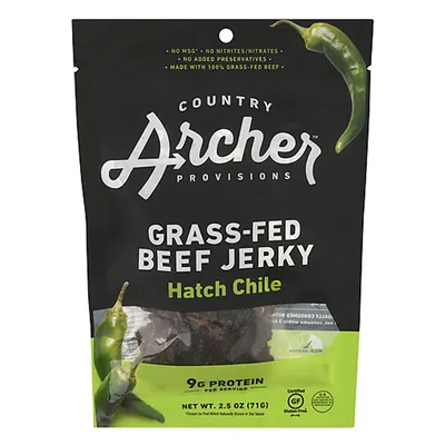Country Archer Hatch Chile Grass-Fed Beef Jerky 2.5 oz Bag
