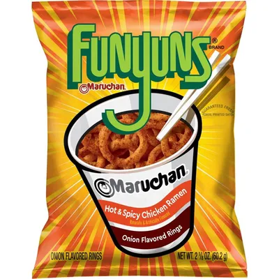 Funyuns Hot & Spicy Chicken Ramen Onion Flavored Rings 2.125 oz Bag