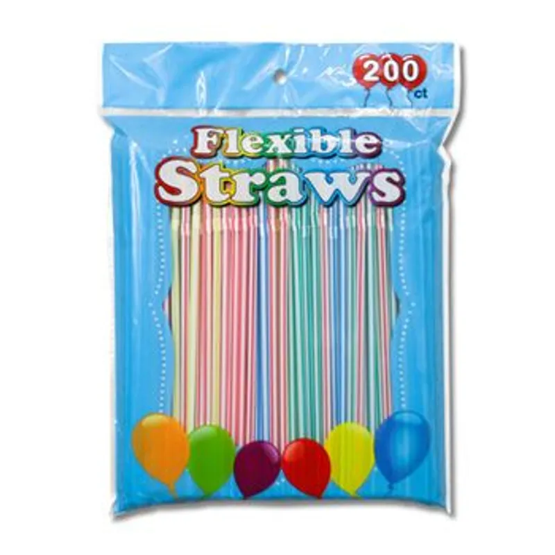 Flexible Plastic Drinking Straws - Disposable view 1