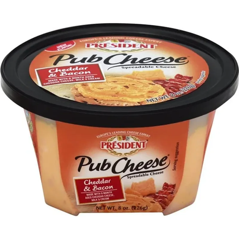 Président President Sharp Cheddar & Bacon Spreadable Pub Cheese view 1