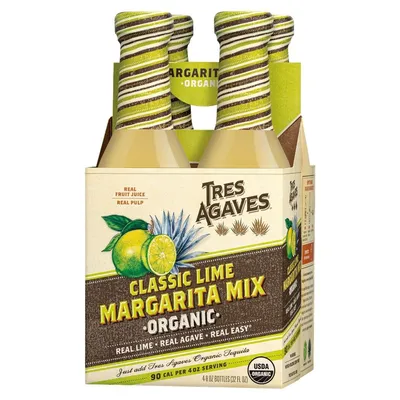 Tres Agaves Organic Lime Margarita Mix 4 Pack 32 oz