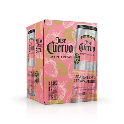 Jose Cuervo Sparkling Strawberry Margarita 4 Pack 12 oz Cans
