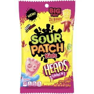 Sour Patch Kids Heads 2 Flavors In 1 Soft & Chewy Candy