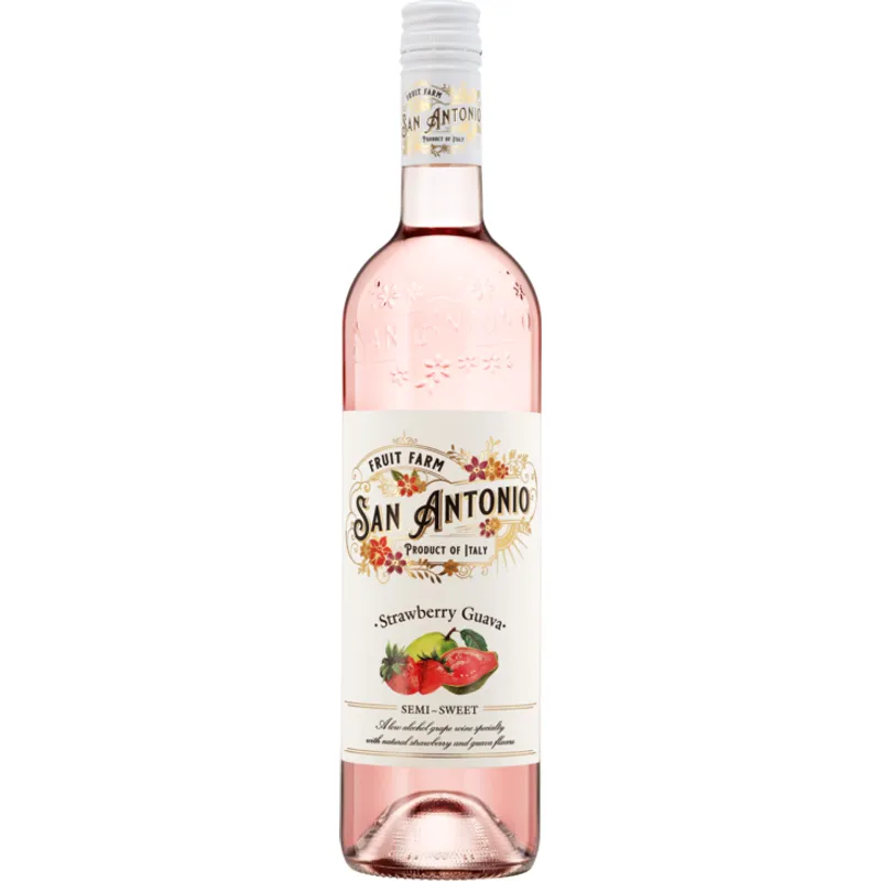 San Antonio Fruit Farm Strawberry Guava Semi Sweet Rose Wine Italy view 1