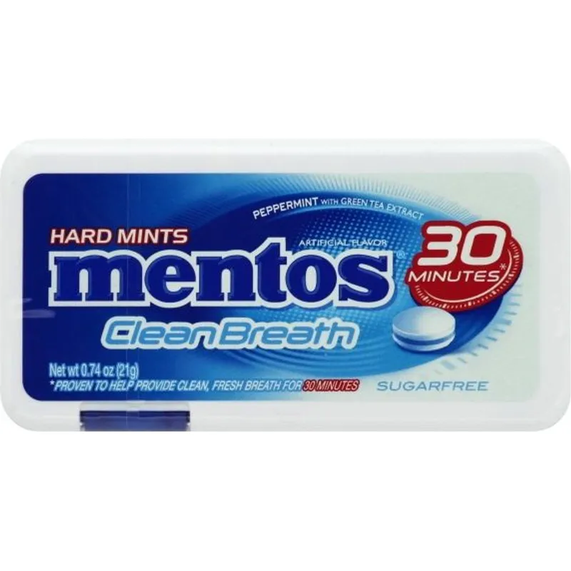 Mentos Sugar Free Clean Breath Peppermint Hard Mints Box view 1