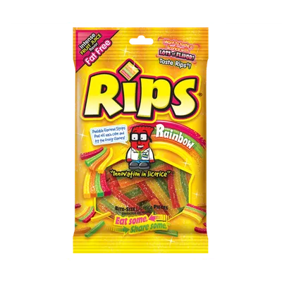 Rips Rainbow Bite Size Licorice Pieces 4oz Bag