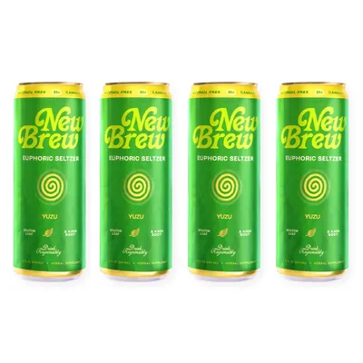 New Brew Euphoric Seltzer Kratom and Kava Yuzu 4 Pack 12oz Cans