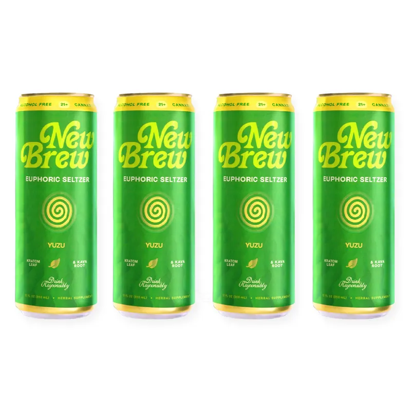 New Brew Euphoric Seltzer Kratom Kava Yuzu view 1