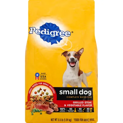Pedigree Food For Dogs, Complete Nutrition, Grilled Steak & Vegetable Flavor, Small Dog, Adult 56oz Bag