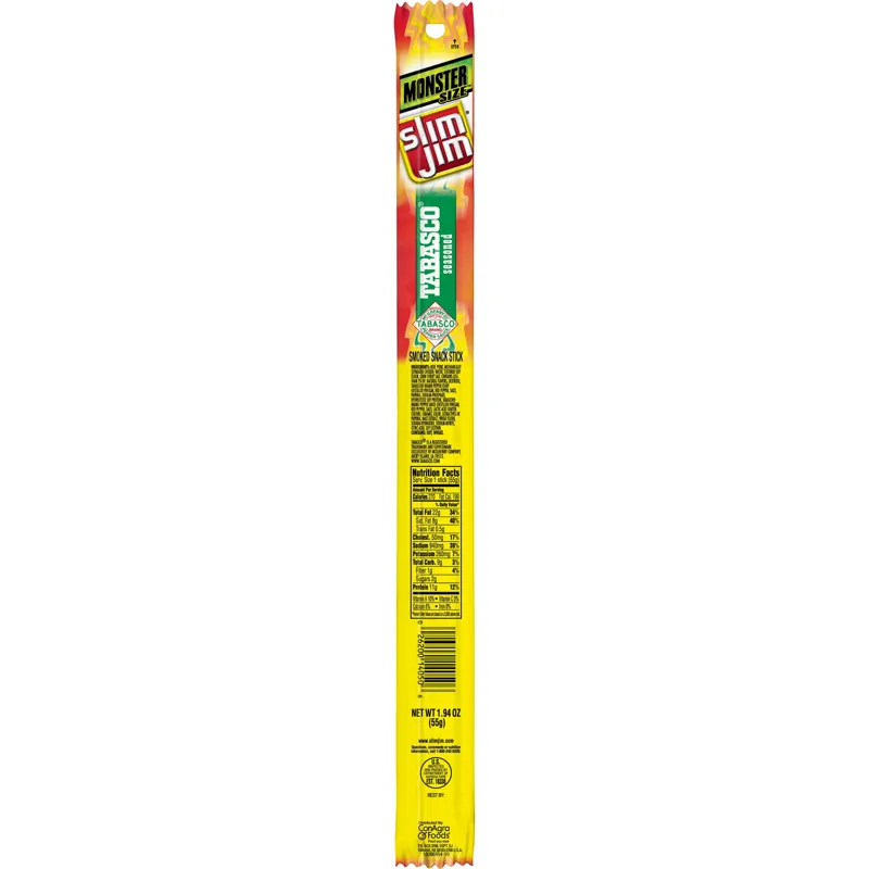 Slim Jim Monster Tabasco Seasoned Smoked Snack Stick view 1