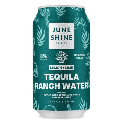 JuneShine Tequila Ranch Water Lemon Lime Flavor 4 Pack 12 oz Cans