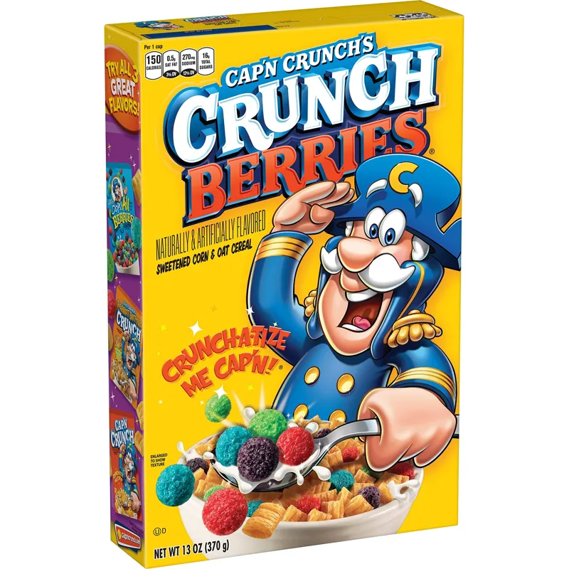 Cap'n Crunch Crunchberries Cereal Box view 1