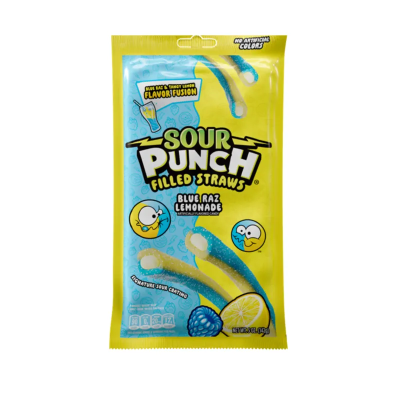 Sour Punch Filled Straws Blue Razz Lemonade Bag view 1