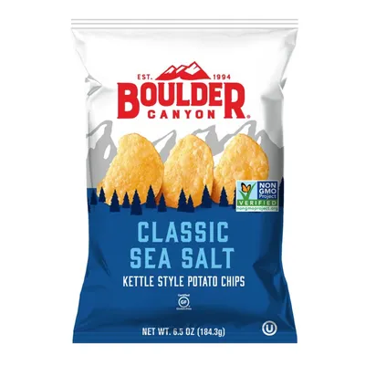 Boulder Canyon Kettle Cooked Potato Chips Classic Sea Salt 5 oz Bag