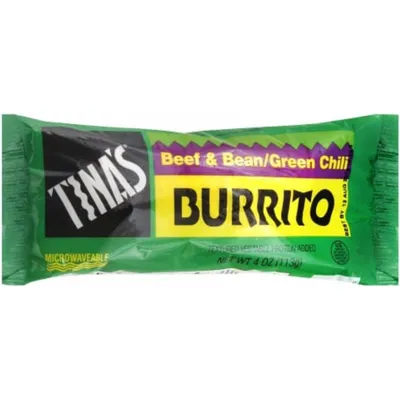 Tina's Beef & Bean Green Chili Burrito 4oz Count
