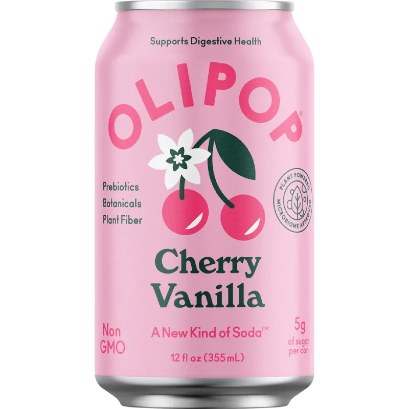 Olipop Cherry Vanilla Sparkling Toner Diet Soda view 1