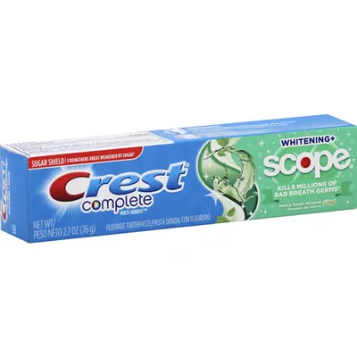 Crest Complete Multi-Benefit Fluoride Toothpaste Whitening + Scope Minty Fresh Striped 2.7 oz