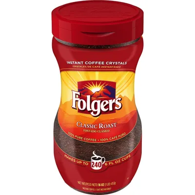 Folgers Classic Roast Instant Coffee 16 oz Jar