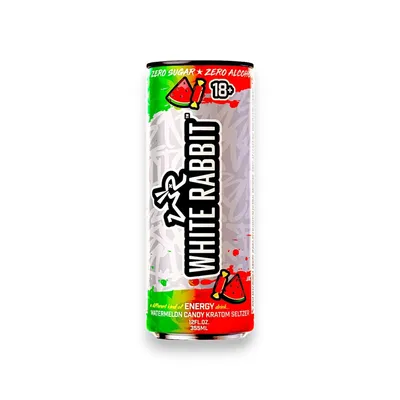 White Rabbit Watermelon Candy Kratom Seltzer 12oz Can