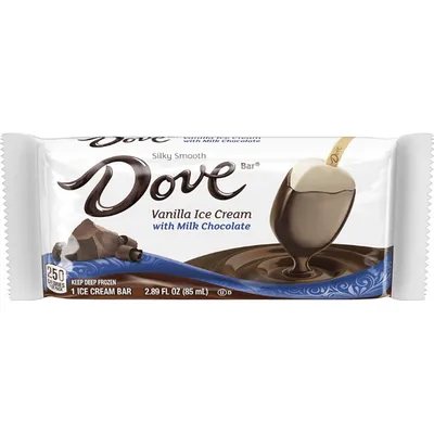 Dove Bar Vanilla Ice Cream Milk Chocolate 3 Bars Box 8.67 oz