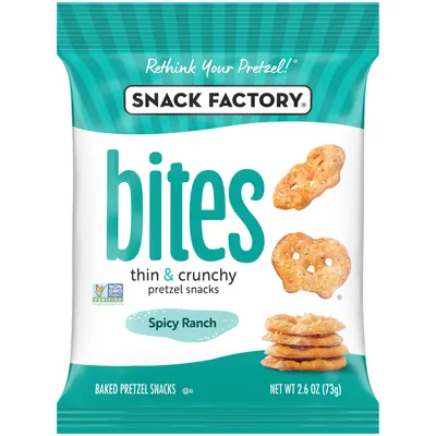 Snack Factory Pretzel Crisps Bites Spicy Ranch 2.6 oz Bag