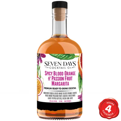 Seven Days Cocktails Spicy Blood Orange & Passionfruit Margarita 375 mL