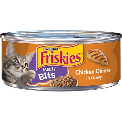 Friskies Wet Cat Food, Meaty Bits, Chicken Dinner In Gravy 5.5oz Can