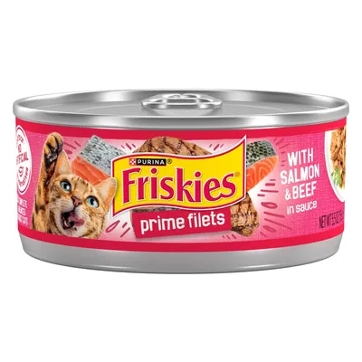 Purina Friskies Prime Filets Salmon & Beef Cat Food 5.5 oz Can