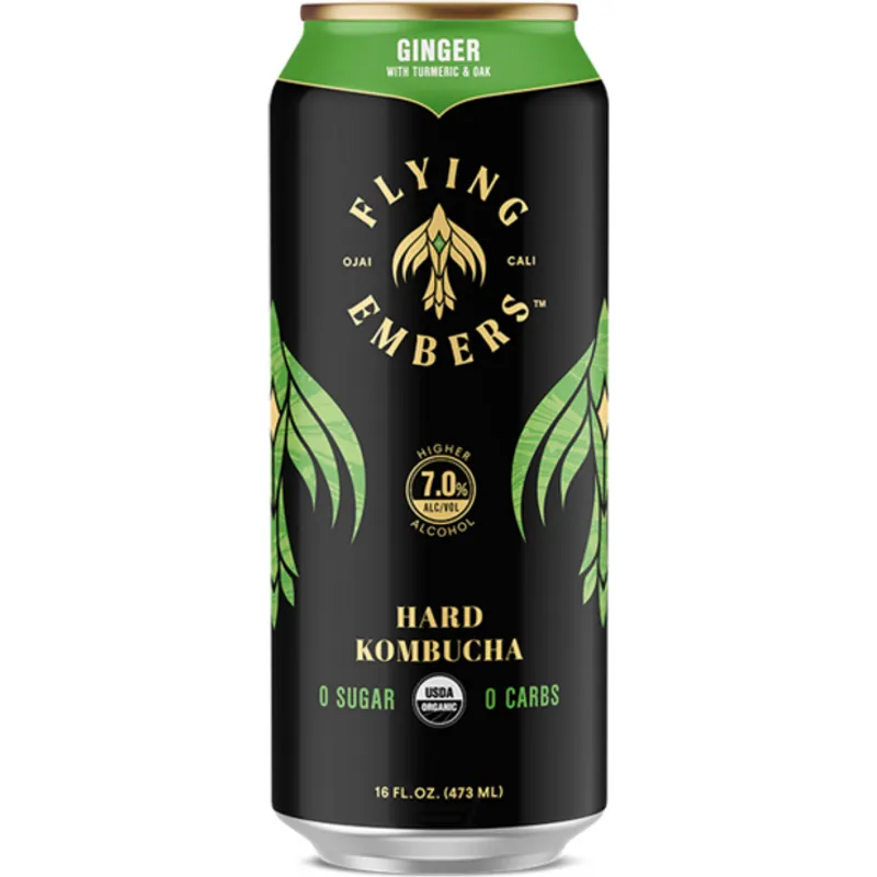 Flying Embers Ginger Hard Kombucha view 1