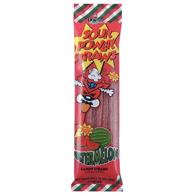 Sour Power Straws Watermelon Candy Straws 1.75 oz Bag